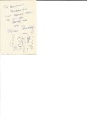 Cartoonist Heruf Bidtrup signed vintage autograph album page with rare face doodle. From autograph