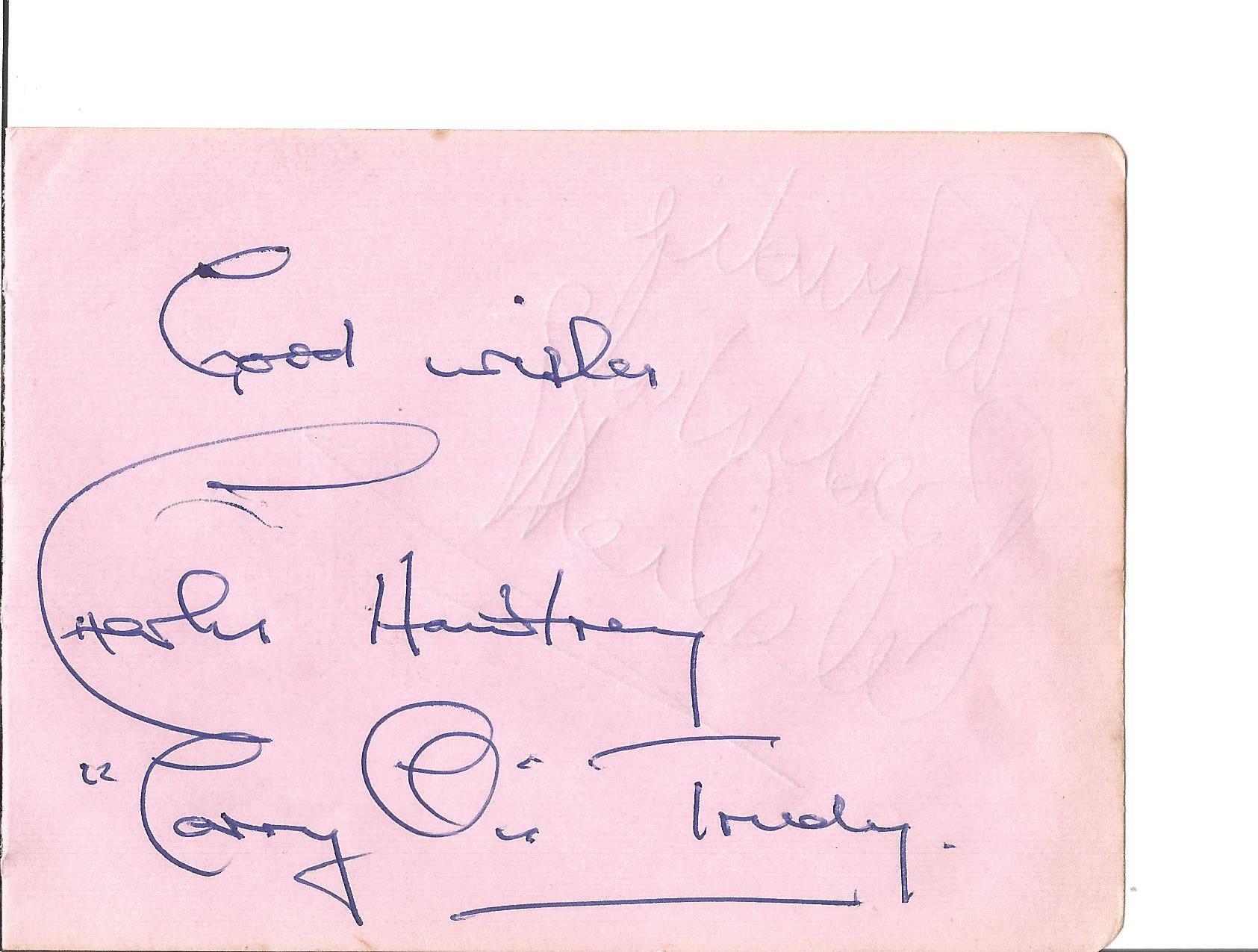 Charley Hawtrey signed vintage autograph album page inscribed Good Wishes Charles Hawtrey Carry On