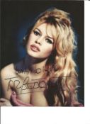Brigitte Bardot signed stunning sexy 10 x 8 inch colour photo, inscribed with love. Good