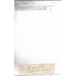 Austin Chamberlain clear signature in black ink on an off white page signed yours sincerely, cut