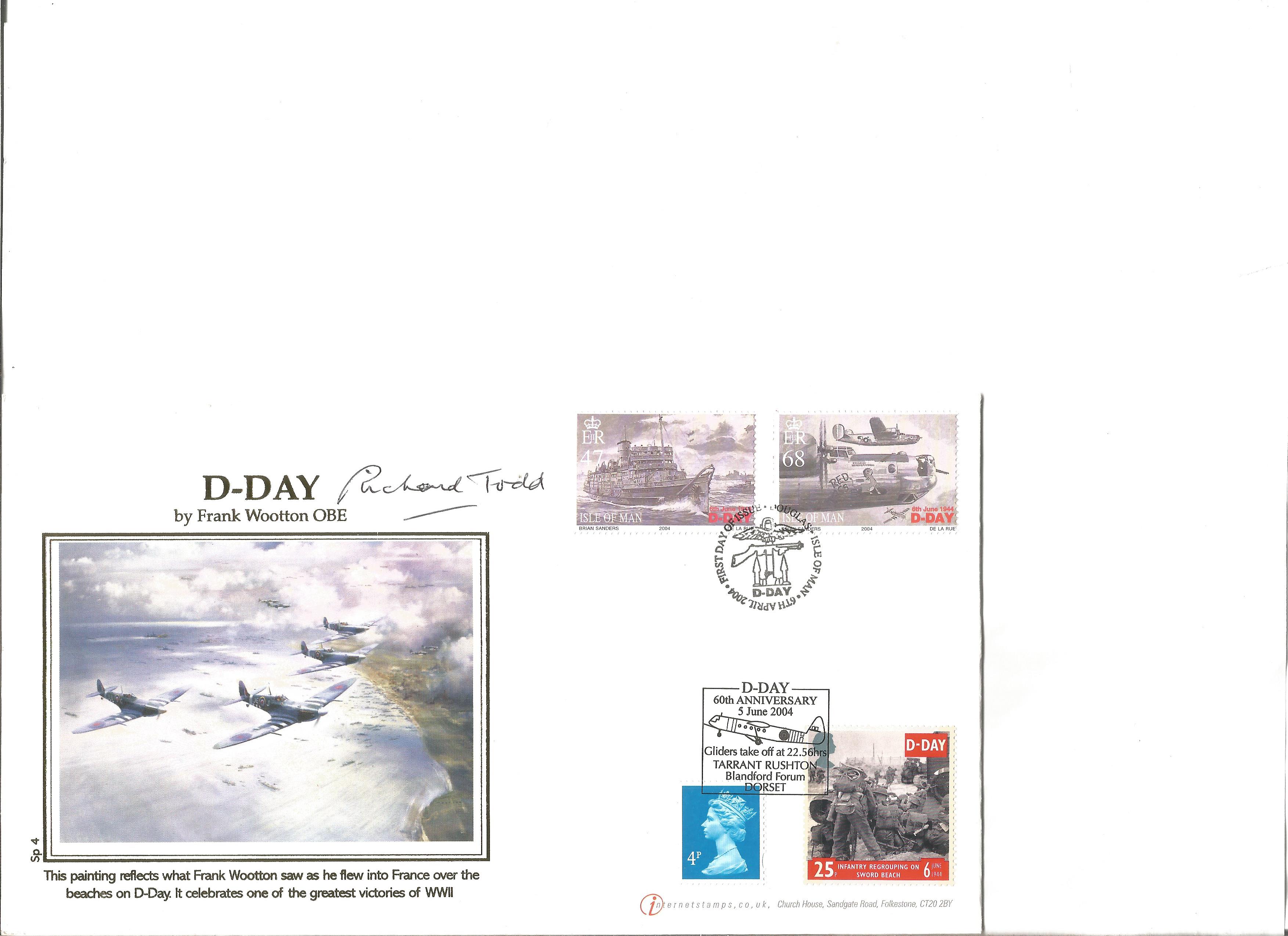 WW2 D-Day collection of covers. Terence Otway and Richard Todd signed internetstamps 2004 FDCs - Image 2 of 5