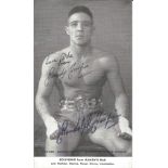 Randolph Turpin signed 6 x 4 inch b/w photo dedicated to Dola, has printed autograph as well. Good