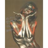 Goldfinger James Bond Shirley Eaton signed 10 x 8 colour photo covered in gold. She has added the