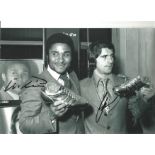 Eusebio and Gerd Muller Germany Signed 10 x 8 inch football photo. Good Condition. All autographs