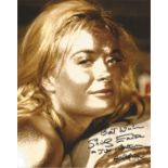 Goldfinger James Bond Shirley Eaton signed 10 x 8 colour photo covered in gold. She has added the