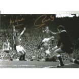 Football Lou Macari and Sammy Mcilroy 10x8 Signed colour Photo Pictured In Action For Manchester