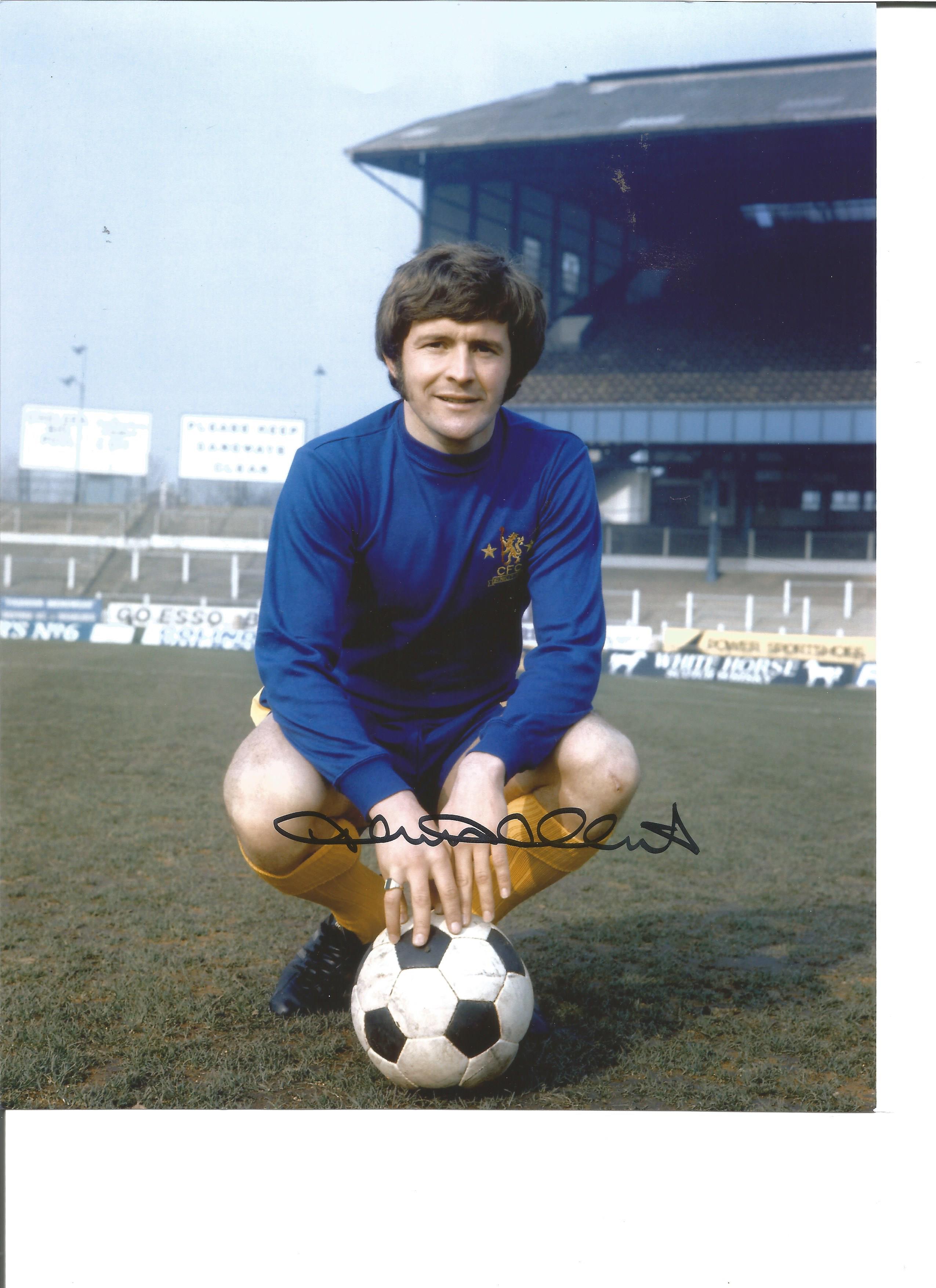 Football John Hollins 10x8 Signed Colour Photo Pictured In Chelsea Kit. Good Condition. All