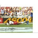 Rugby League Martin Offiah 10x8 Signed Colour Photo Pictured Scoring His Iconic Try For Wigan