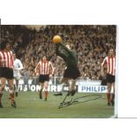 Football Jim Montgomery 10x8 Signed Colour Photo Pictured In Action For Sunderland Against Leeds