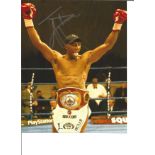 Boxing Johnny Nelson 10x8 Signed Colour Photo Pictured Celebrating After Defending His Wbo