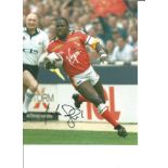 Rugby League Martin Offiah 10x8 Signed Colour Photo Pictured Scoring His Iconic Try For Wigan
