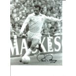 Football Paul Reaney 10x8 Signed B/W Photo Pictured In Action For Leeds United. Good Condition.