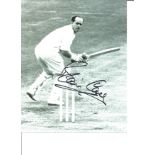 Cricket Brian Close 10x8 Signed B/W Photo Pictured In Action