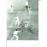 Cricket Brian Close 10x8 Signed B/W Photo Pictured In Action For England Against Australia. Good