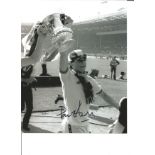 Football Paul Allen 10x8 Signed B/W Photo Pictured Celebrating After West Ham Winning The 1980 FA