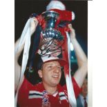 Football Lee Martin 12x8 Signed Colour Photo Pictured Celebrating With The FA Cup While Playing