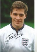 Football Tony Cottee 12x8 Signed Colour Photo Pictured On England Duty. Good Condition. All