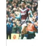 Football Steve Jones 10x8 Signed Colour Photo Pictured Celebrating While Playing For West Ham