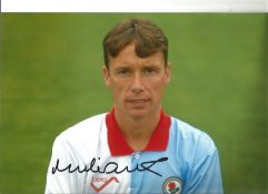 Football Mike Duxbury 12x8 Signed Colour Photo Pictured In Blackburn Rovers Kit. Good Condition. All