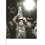 Football Tony Parks 10x8 Signed B/W Photo Pictured Celebrating After Spurs Win In The 1983/84 UEFA