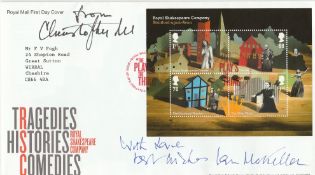 Christopher Lee and Ian McKellen signed Royal Shakespeare Company Royal Mail FDC with neat typed