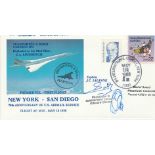 Air France Concorde cover flown on 1988 New York San Diego 70th ann US Airmail service signed by