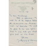 WW2 Field Marshall Montgomery of Alamein hand written and signed letter 1957 on his own stationary