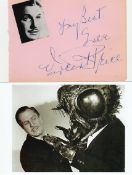 Vincent Price dedicated autograph on 6 x 4 inch album page, with colour unsigned 6 x 4 inch photo.