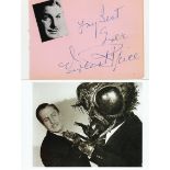 Vincent Price dedicated autograph on 6 x 4 inch album page, with colour unsigned 6 x 4 inch photo.