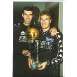 Didier Deschamps and Zinedine Zidane Juventus Signed 12 x 8 inch football photo. Good Condition. All