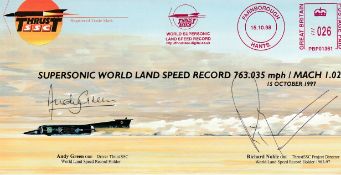 World Speed Record Holders Andy Green and Richard Noble signed 1998 Thrust SSC Supersonic World Land