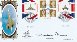 Barbara Harmer only female Concorde pilot signed 2009 Benham British design Classics booklet FDC.
