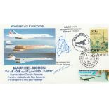 Air France Concorde cover flown on first flight 1990 Maurice to Moroni signed by Edouard Chemel