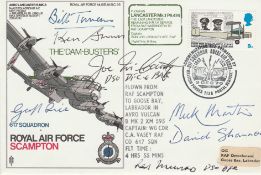 Dambusters Rare multiple signed Avro Lancaster SC36 cover. 7WW2 617 Sqn RAF Raid veterans autographs