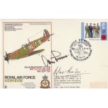 WW2 aces Douglas Bader DSO DFC and Gen Adolf Galland KC signed RAF Uxbridge Spitfire cover SC30.