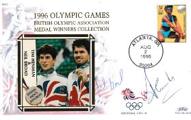 Tennis Tim Henman and Neil Broad signed 1996 Atlanta Olympics Benham Silk FDC. Nice illustration
