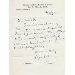 Writer Angus Wilson CBE 1973 hand written letter about book choice and amusing note that he would