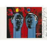 Gilbert and George signed 6 x 4 inch photo card to Emily, Necked. Good Condition. All autographs are