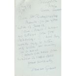 Artist Duncan Grant hand written note on postcard regarding Joe Ackerley. Duncan James Corrow