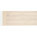 Composer Edward German signed 7 x 3 inch piece of Music page with pencil autograph and score from