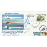 Air France Concorde cover flown on first flight 1990 Mayhe Seychelles to Maurice signed by Edouard