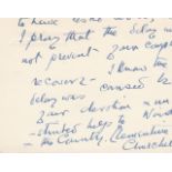 Lady Clementine Churchill signed note on 10 Downing Street card 1954 to unknown, but has touching