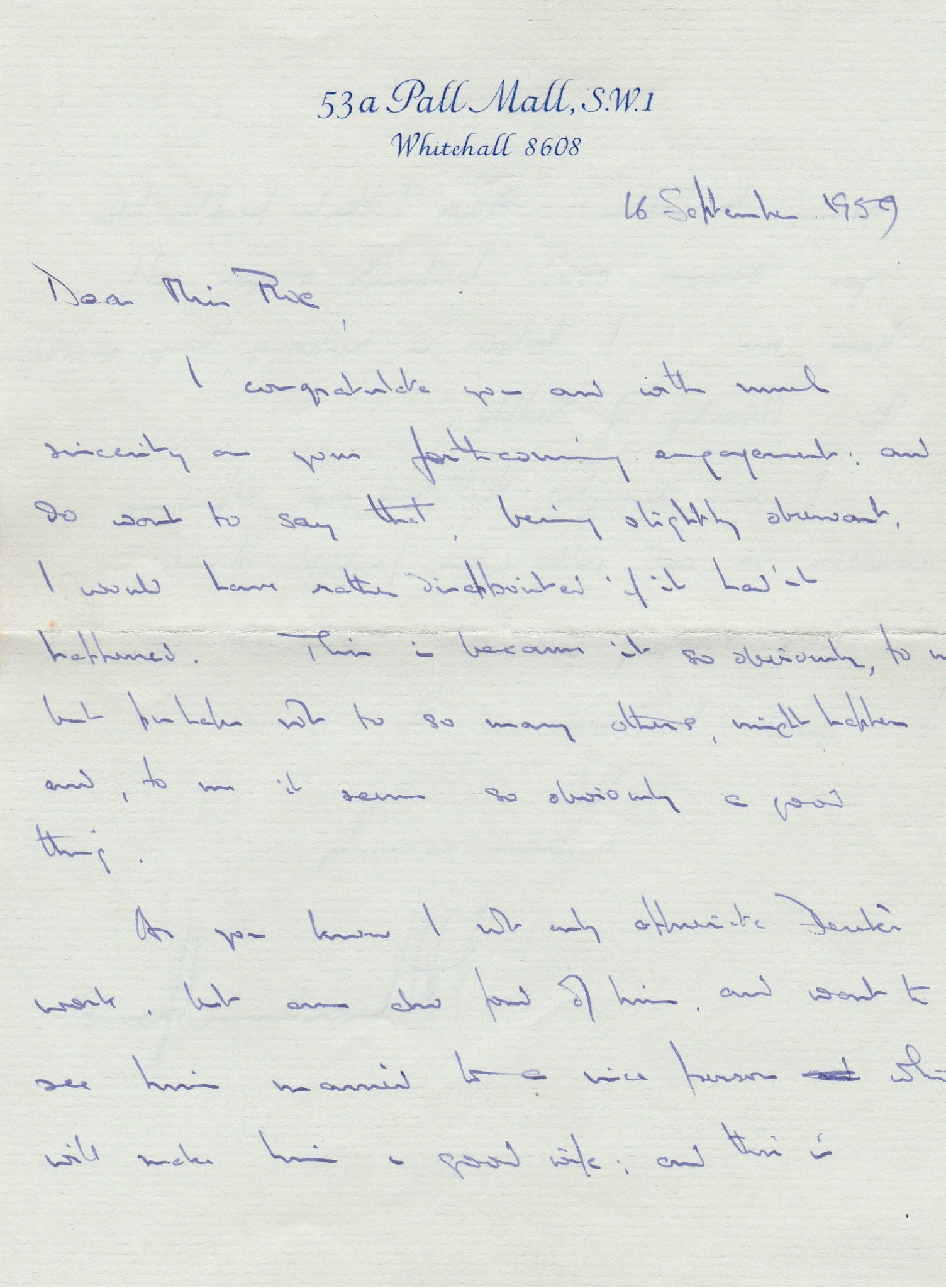 Sir Owen Wansbrough-Jones The Chief Scientist at the time hand written letter 1959 personal letter