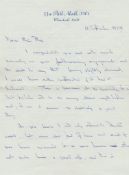 Sir Owen Wansbrough-Jones The Chief Scientist at the time hand written letter 1959 personal letter