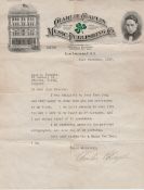 Charles Chaplin signed typed letter 1917 on his personal Music Publishing letterhead responding to a