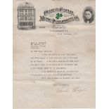 Charles Chaplin signed typed letter 1917 on his personal Music Publishing letterhead responding to a