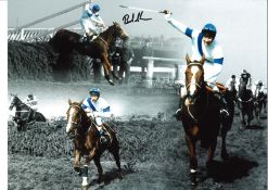 Bob Champion Signed 16 x 12 inch horse racing photo. Good Condition. All autographs are genuine hand
