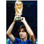 Andrea Pirlo Italy Signed 16 x 12 inch football photo. Good Condition. All autographs are genuine