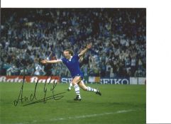Andy Gray 10x8 Signed Colour Photo Pictured Celebrating for Everton Good Condition. All autographs