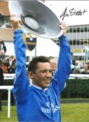 Frankie Dettori Signed 16 X 12 inch horse racing photo. Good Condition. All autographs are genuine